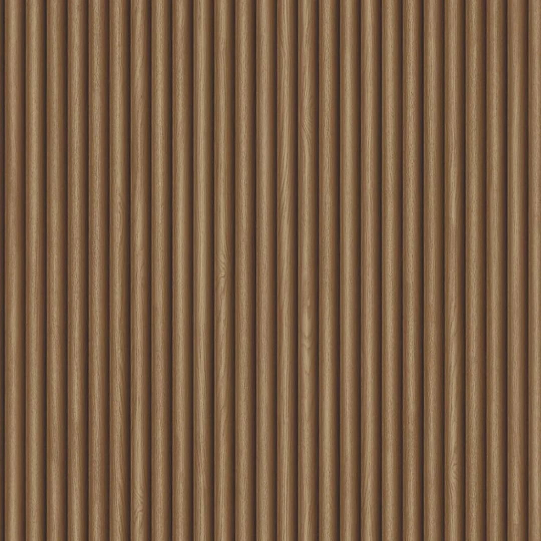 Ribbed Wood Walnut Panelled Wallpaper 2323
