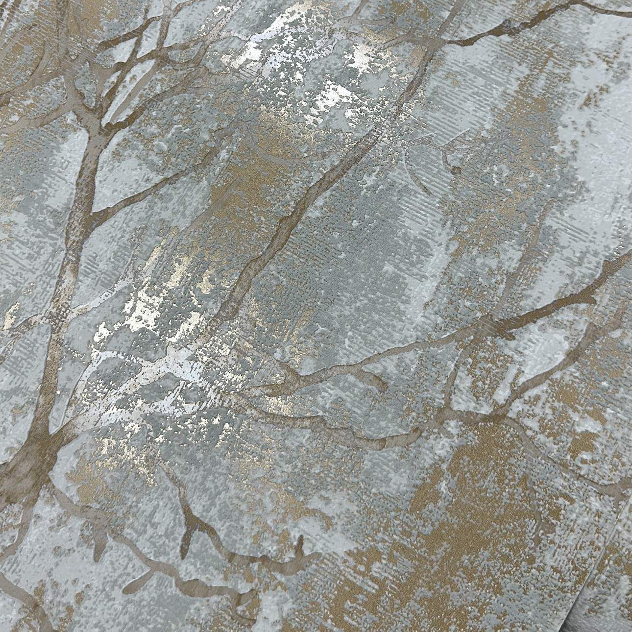 Tree Green & Gold Wallpaper Grandeco A75702