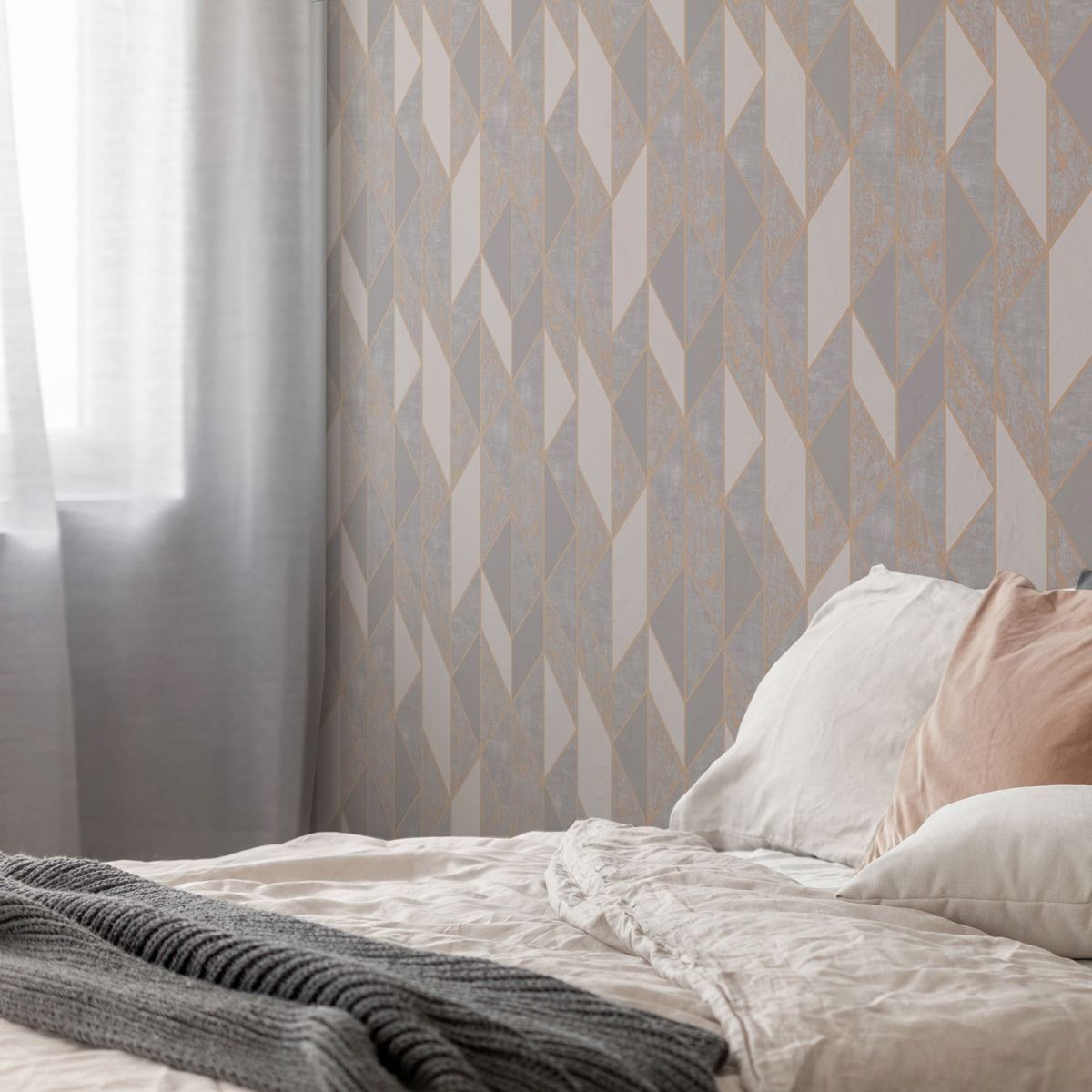 Milan Geometric Rose Gold Superfresco Wallpaper 106407 106407