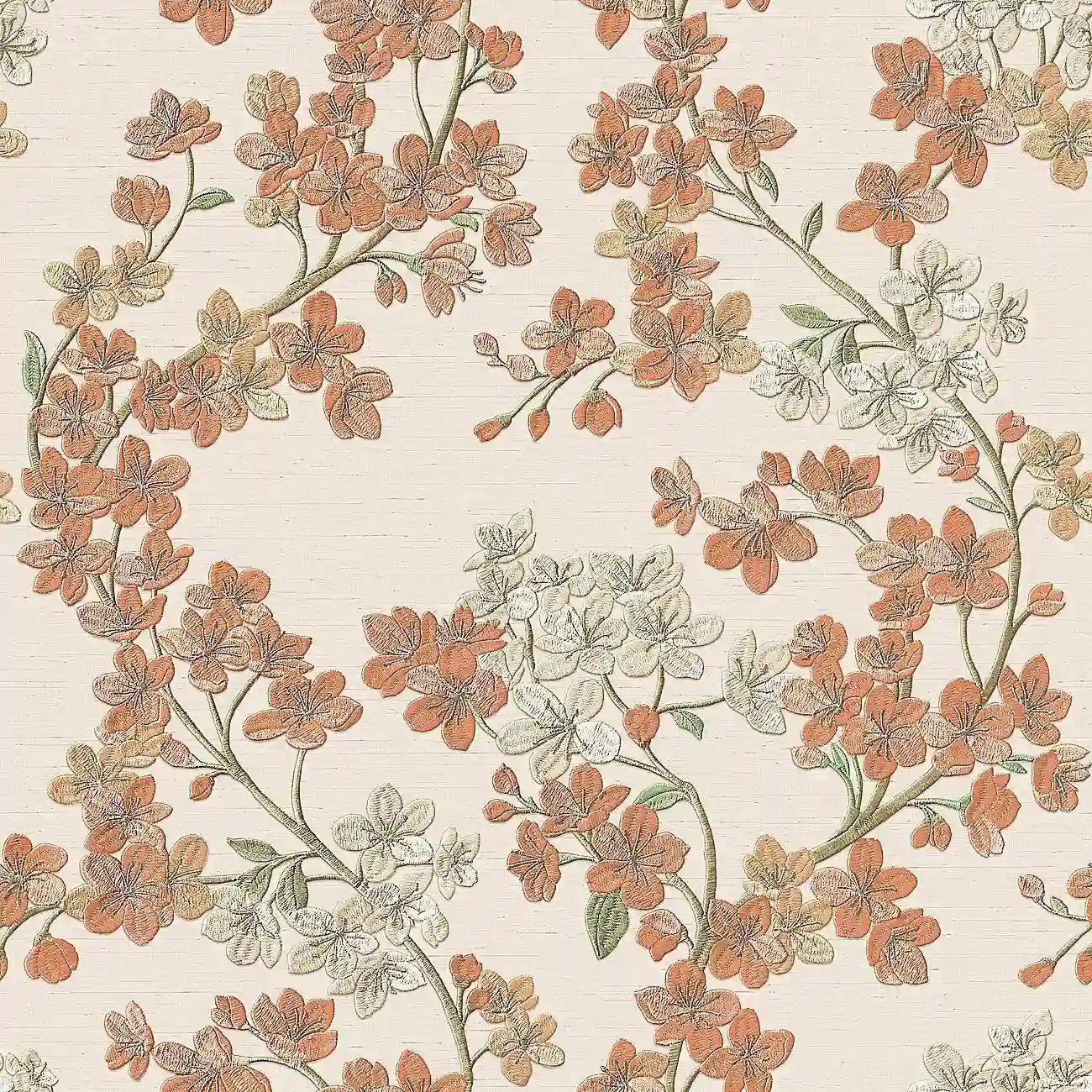 Grace Cherry Blossom Orange Wallpaper Luxury Vinyl Wallpaper GR322202