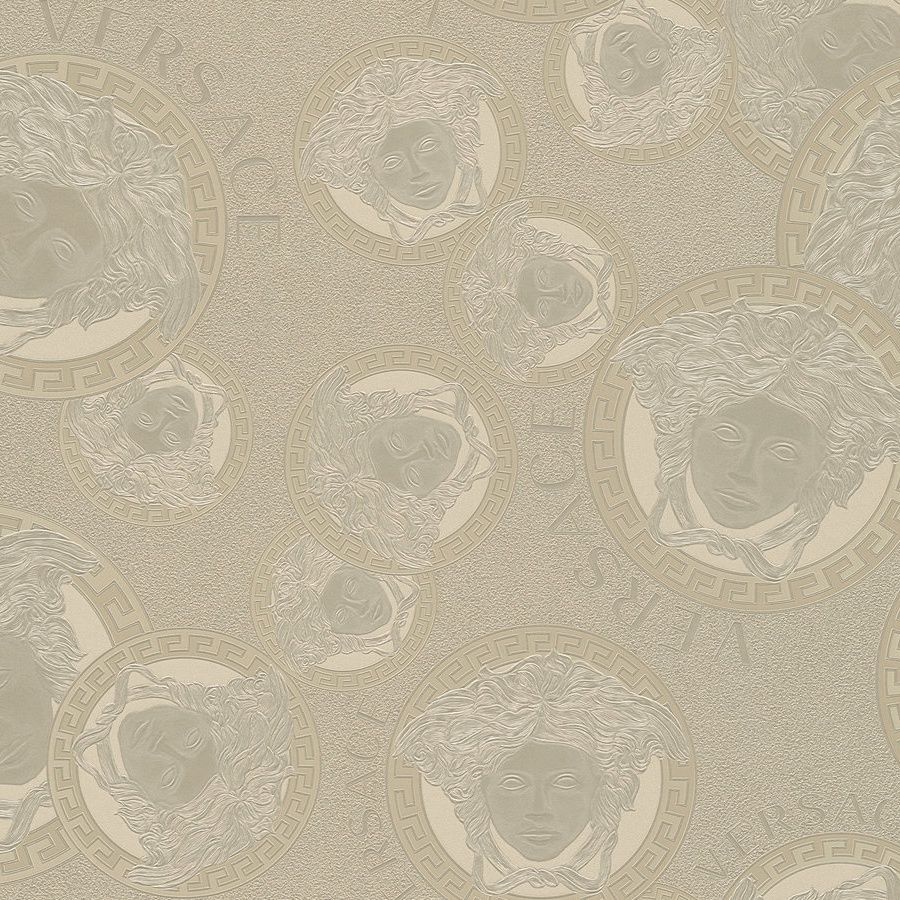 Medusa Heads Metallic Gold Luxury Vinyl Wallpaper 384613 Medusa Heads Metallic Gold Luxury Vinyl Wallpaper 384613