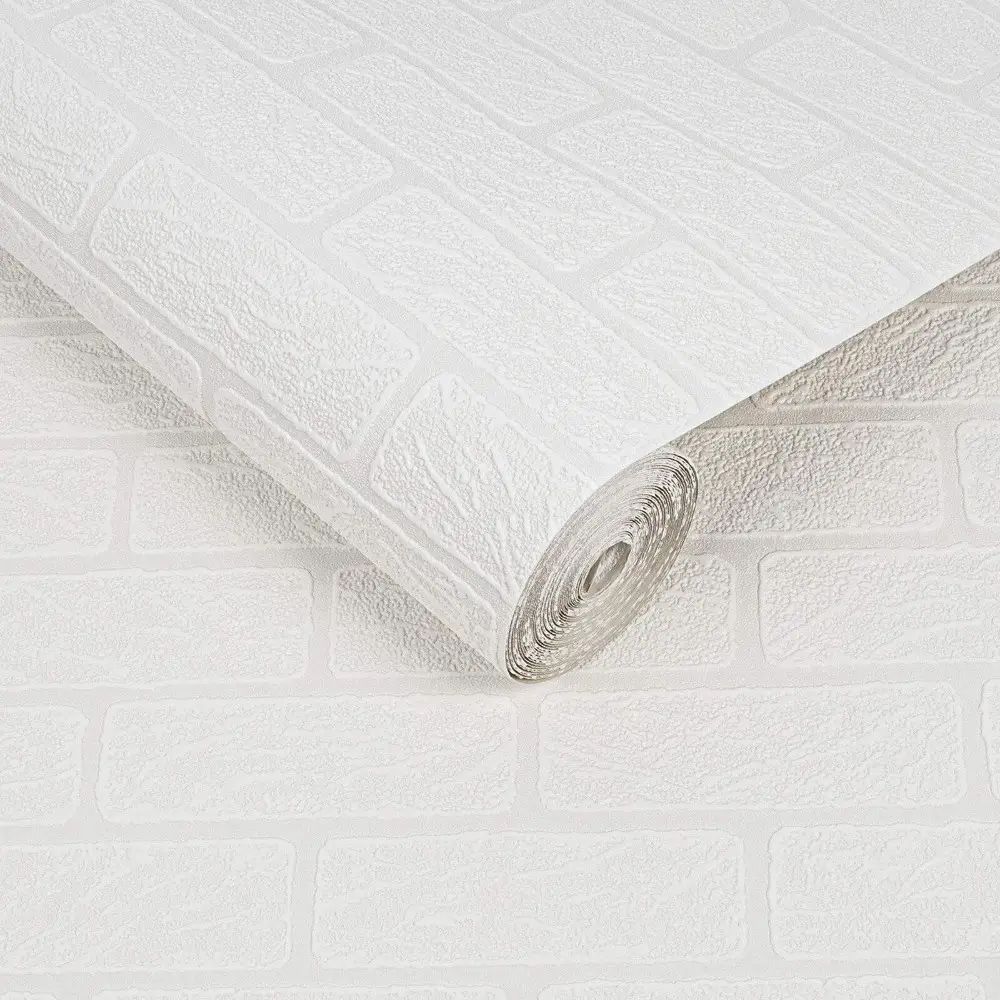 Textured Brick Superfresco White Paintable Wallpaper 93744