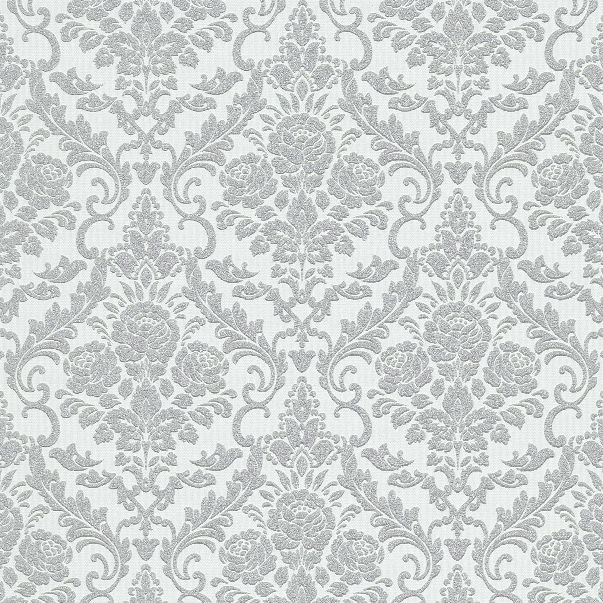 Bremen Damask Grey Blown Vinyl Wallpaper 13396-30