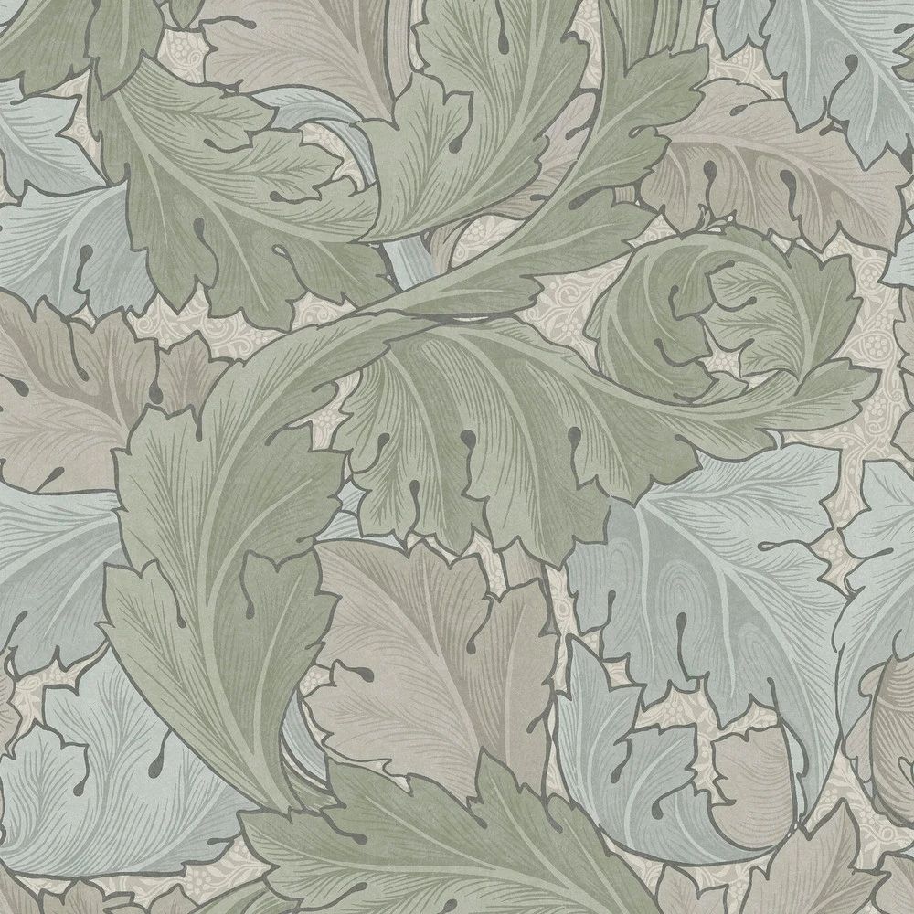 Acanthus Curling leaves Sage & Duck Egg Wallpaper by William Morris 124228