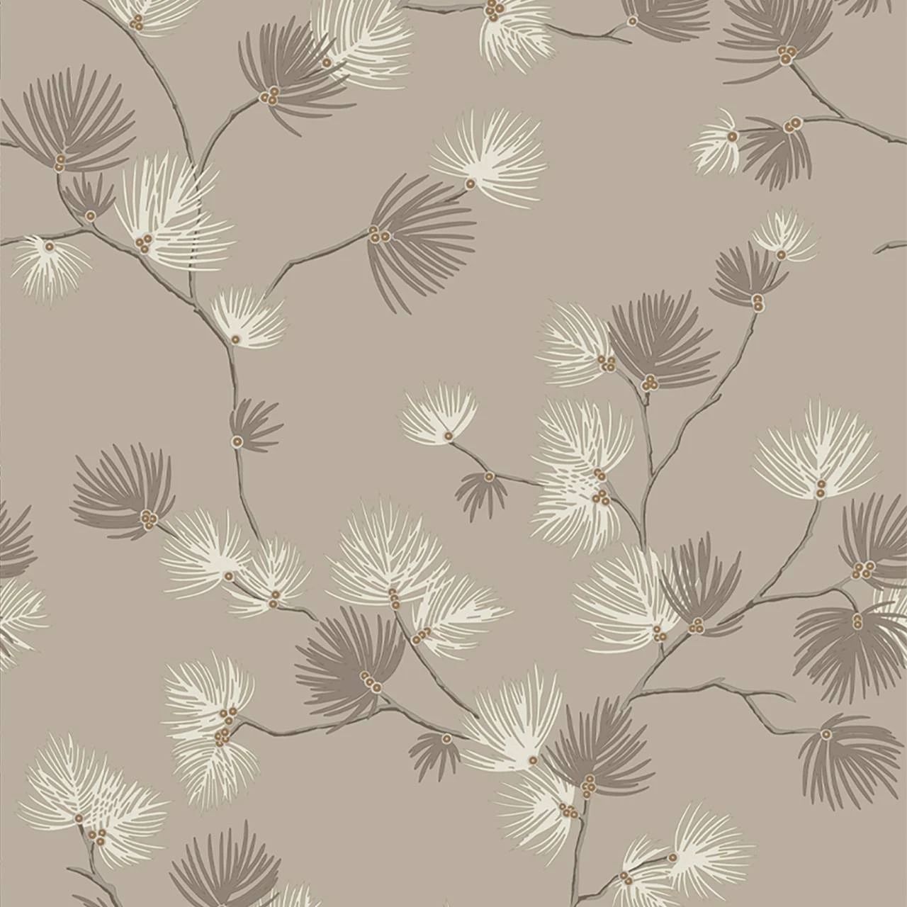 Valentino Pine Leaf Trail Soft Mocha Luxury Vinyl Wallpaper 1934