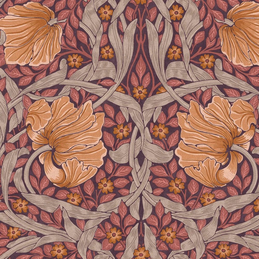 Pimpernel Scrolling Floral Plum Wallpaper by William Morris 124239