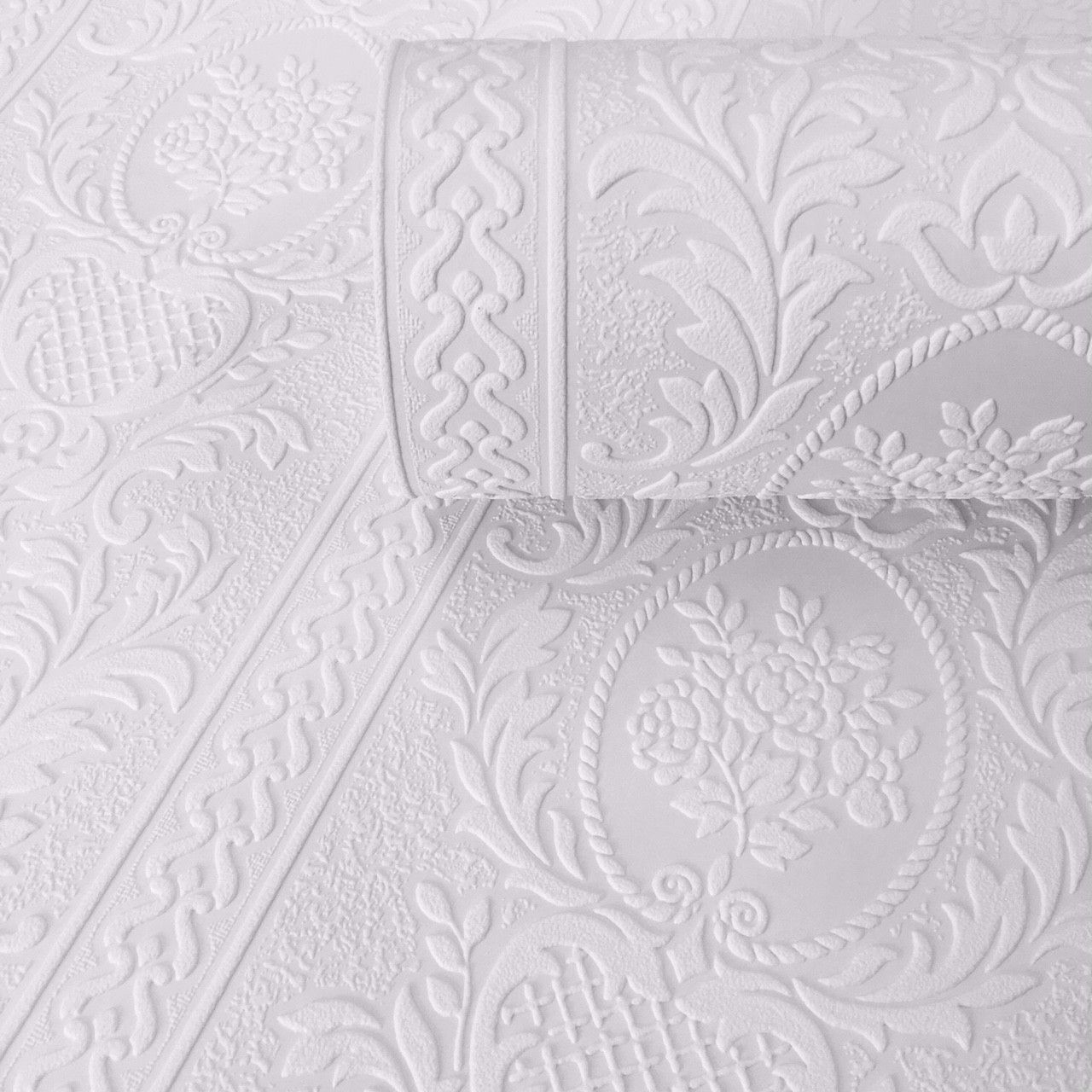 Cameo Victorian White Paintable Wallpaper 2616-18