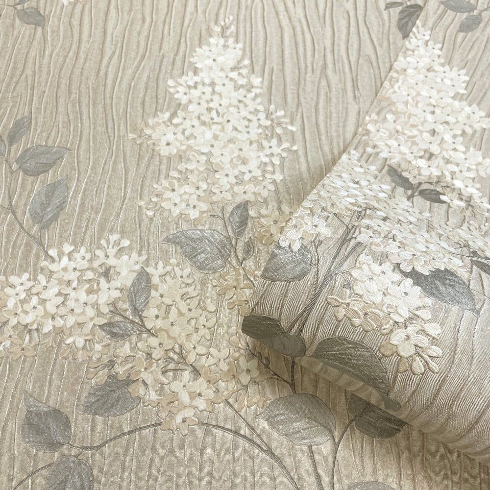 Tiffany Fiore Beige Ground Luxury Italian Vinyl Wallpaper 41320