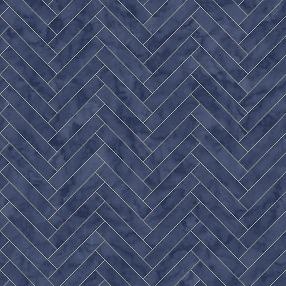 Contour Marble Chevron Tile Blue Kitchen & Bathroom Wallpaper 112645