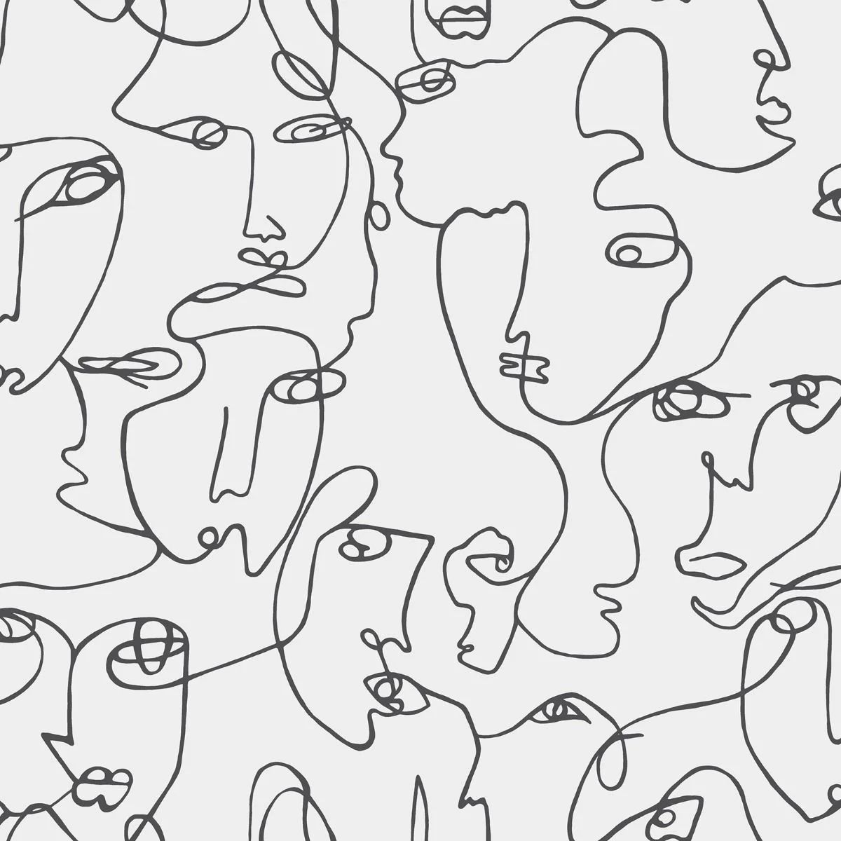 Abstract Faces Black/White Conversational Wallpaper 12993