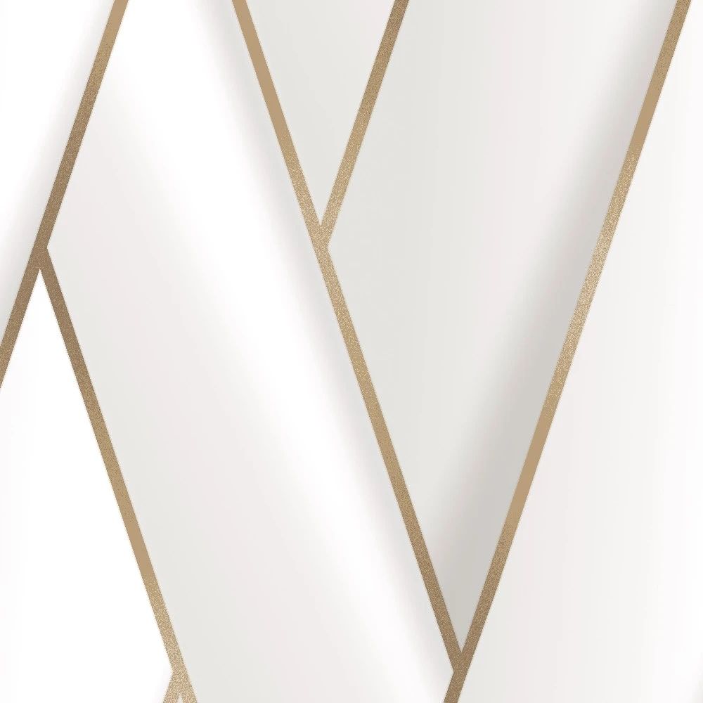 Armando Herringbone Design Ivory White & Metallic Gold Geometric Wallpaper 2120