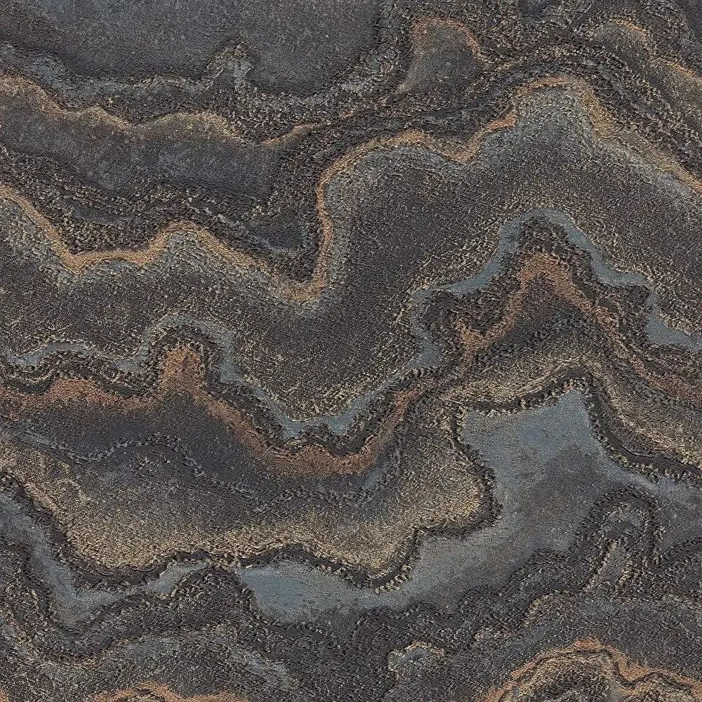 Lava Marble Charcoal Black & Metallic Gold Stories of Life Collection Wallpaper 39659-4