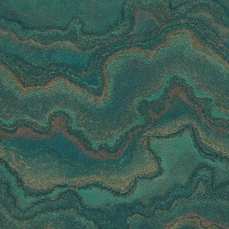 Lava Marble Teal & Metallic Gold Stories of Life Collection Wallpaper 39659-3