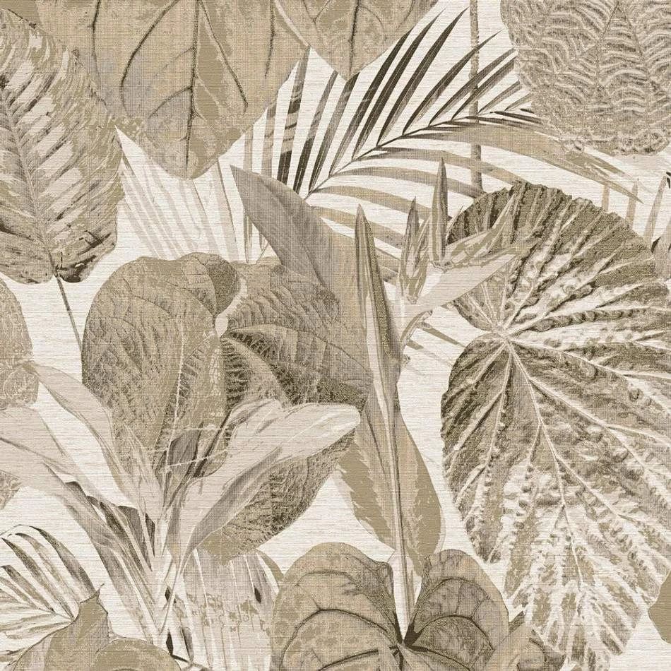 Jungle Silk Bold Leafy Floral Sand Beige Brown Vinyl Wallpaper 39355-1 Jungle Silk Bold Leafy Floral Sand Beige Brown Vinyl Wallpaper 39355-1