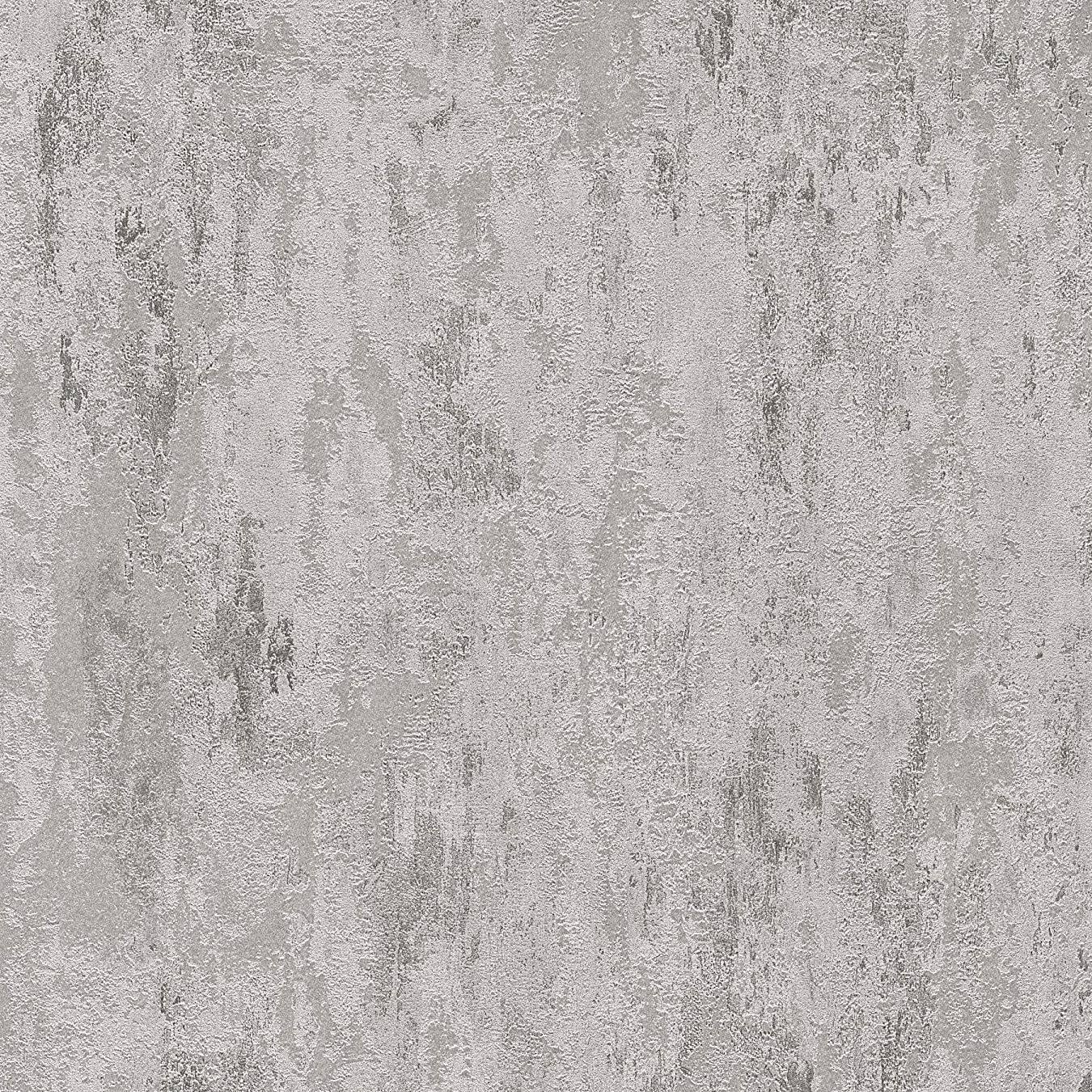 Havana Distressed Industrial Effect Metallic Silver Vinyl Wallpaper 32651-6