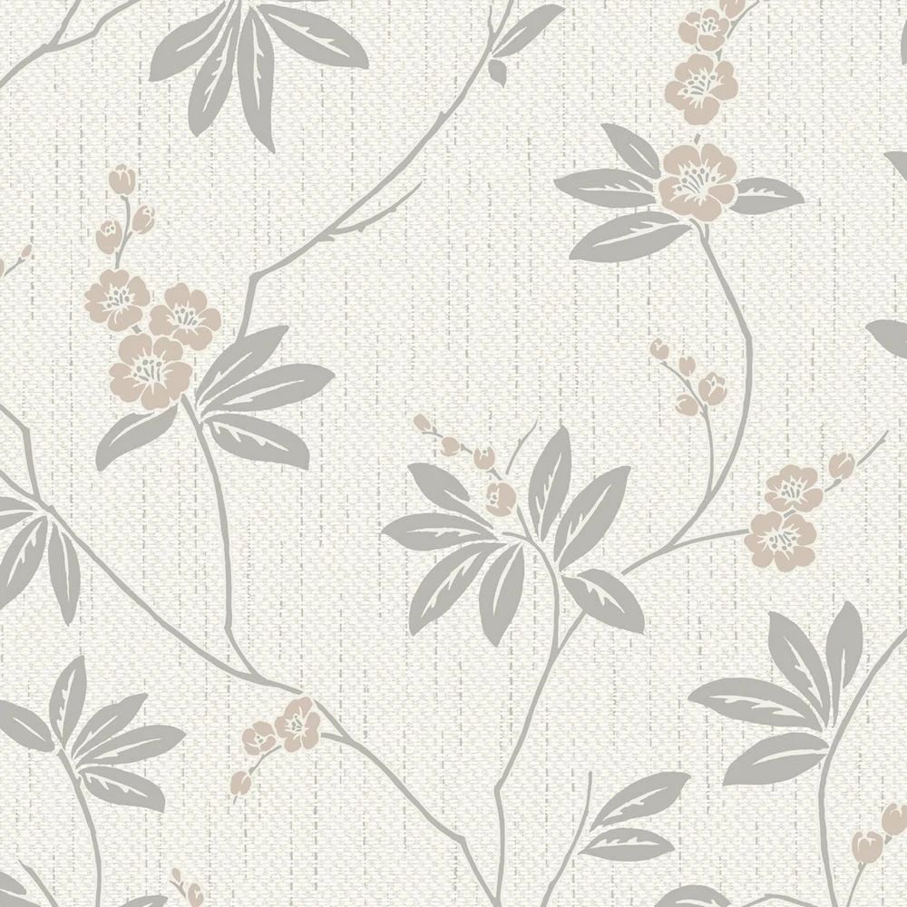 Amelie Blossom Trail White & Beige Wallpaper 3024