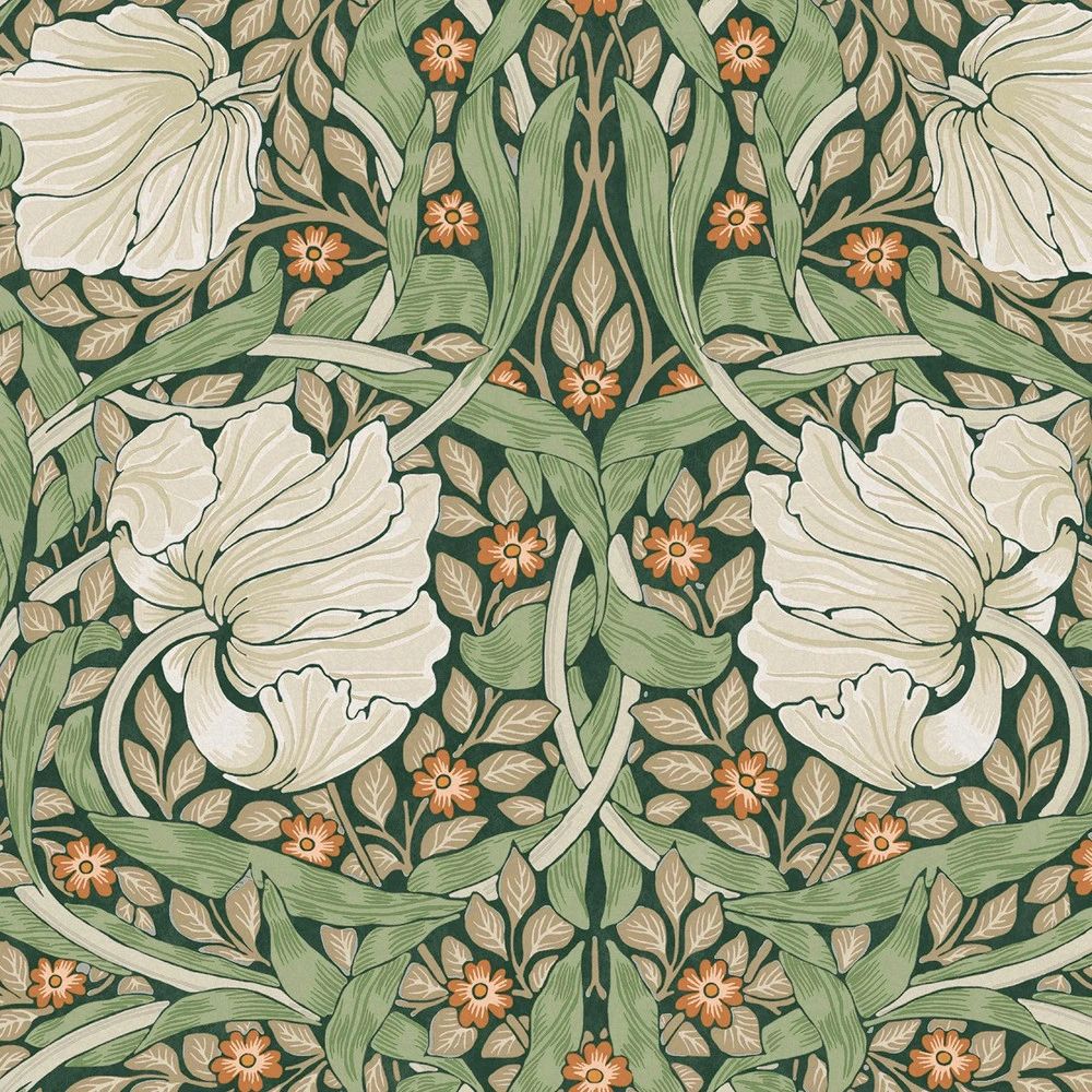 Pimpernel Scrolling Floral Green Wallpaper by William Morris 124242