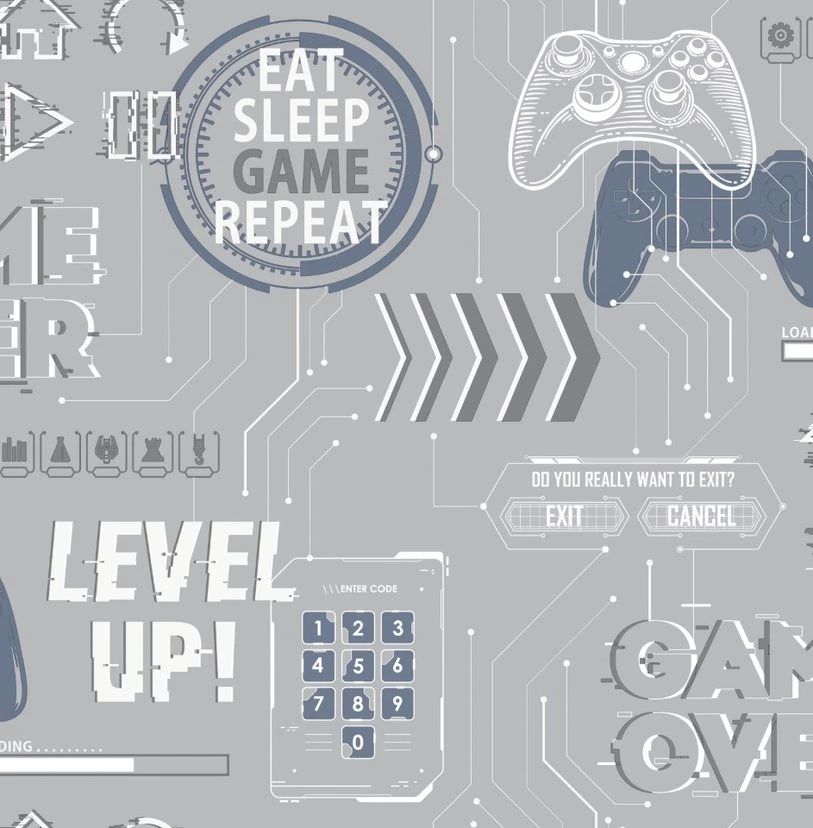 Game Over Grey Children's Wallpaper 119608