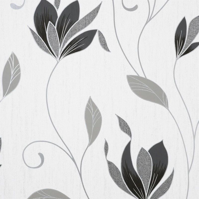 Synergy Floral Black Vinyl Wallpaper M1719