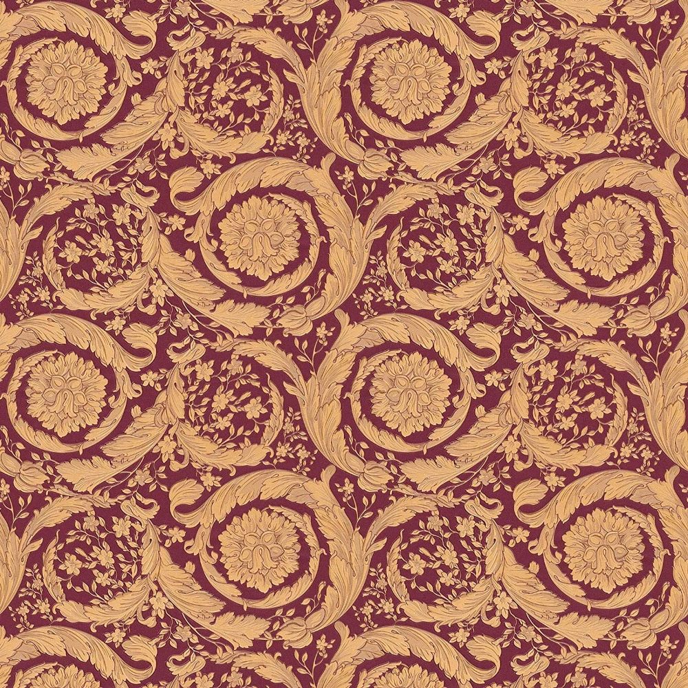 Oriental Barocco Maroon Luxury Vinyl Wallpaper 366927