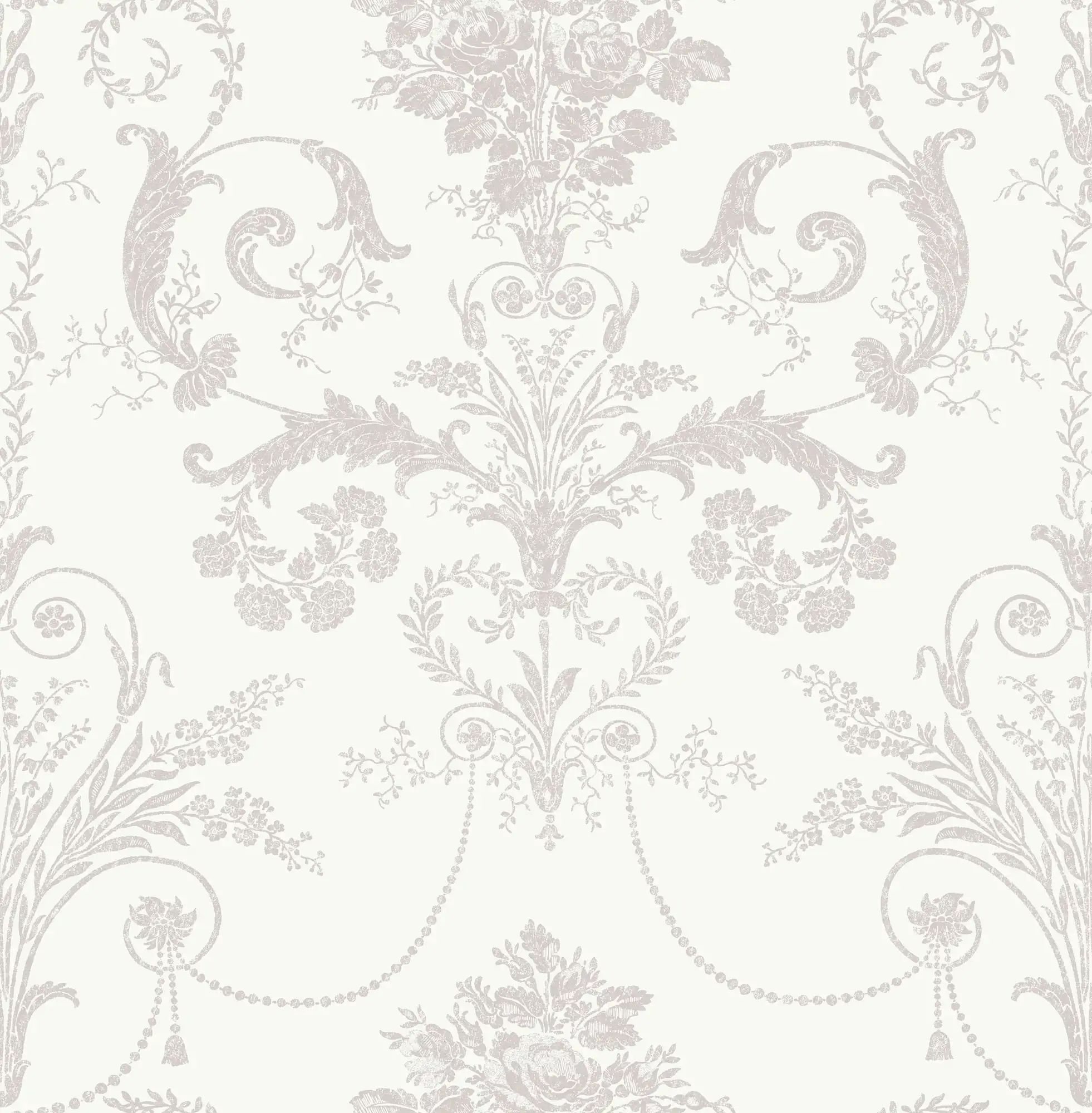 Josette French Toil Damask Dove Grey & White Laura Ashley Wallpaper 113385