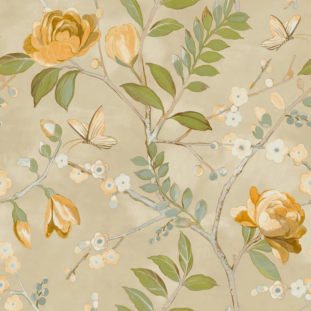 Lola Fruits Yellow Chic Floral Wallpaper A68802