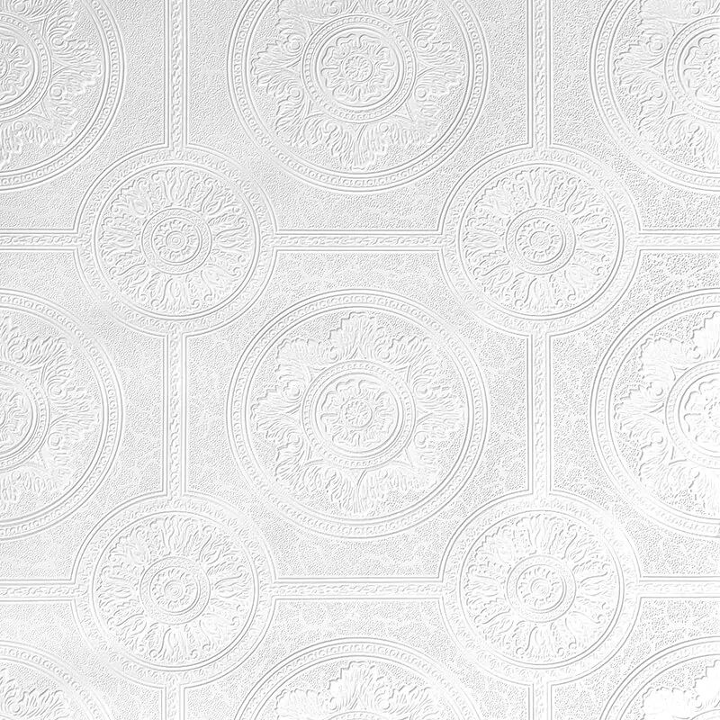 Windsor White Textured Paintable Wall & Ceiling Wallpaper 5843