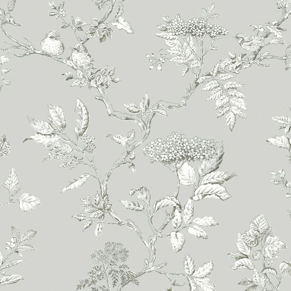 Elderwood Heritage Dainty Flowers Steel Laura Ashley Wallpaper 113347