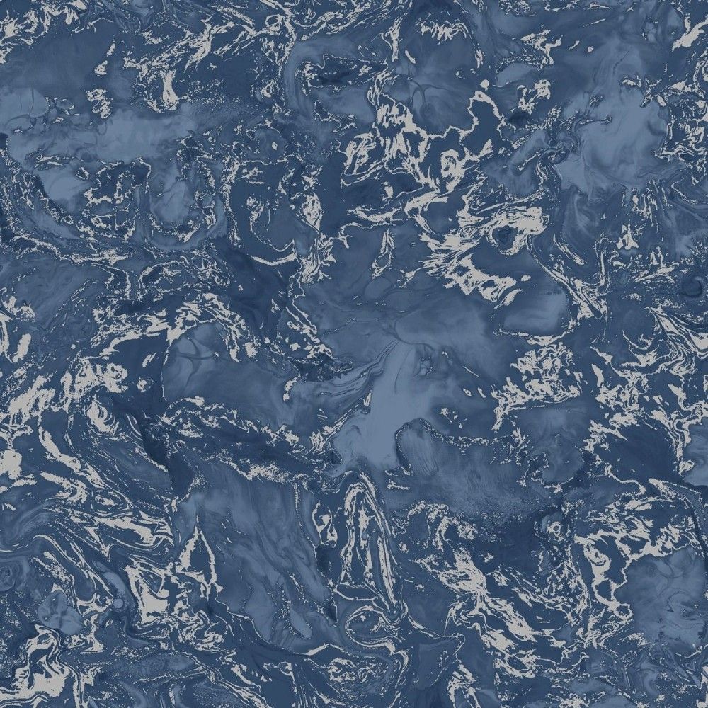 Elixir Marble Navy & Silver Wallpaper 166505