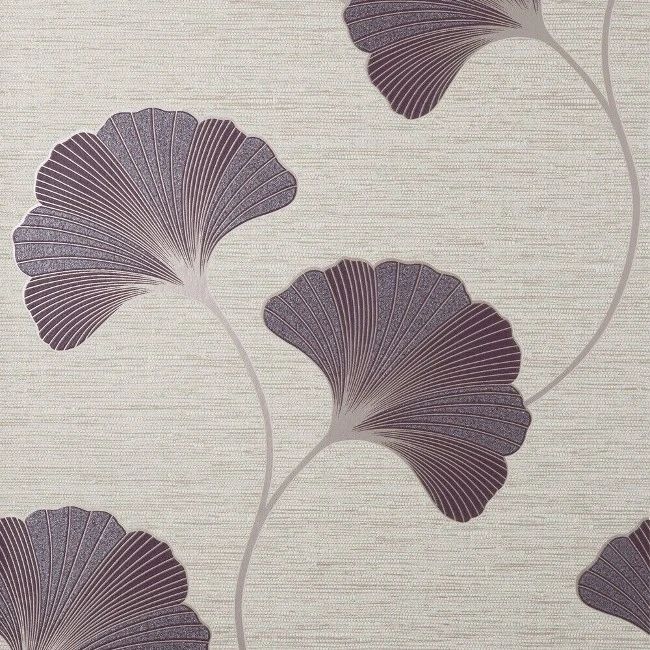 Miya Gingko Plum Textured Vinyl Wallpaper FD43150