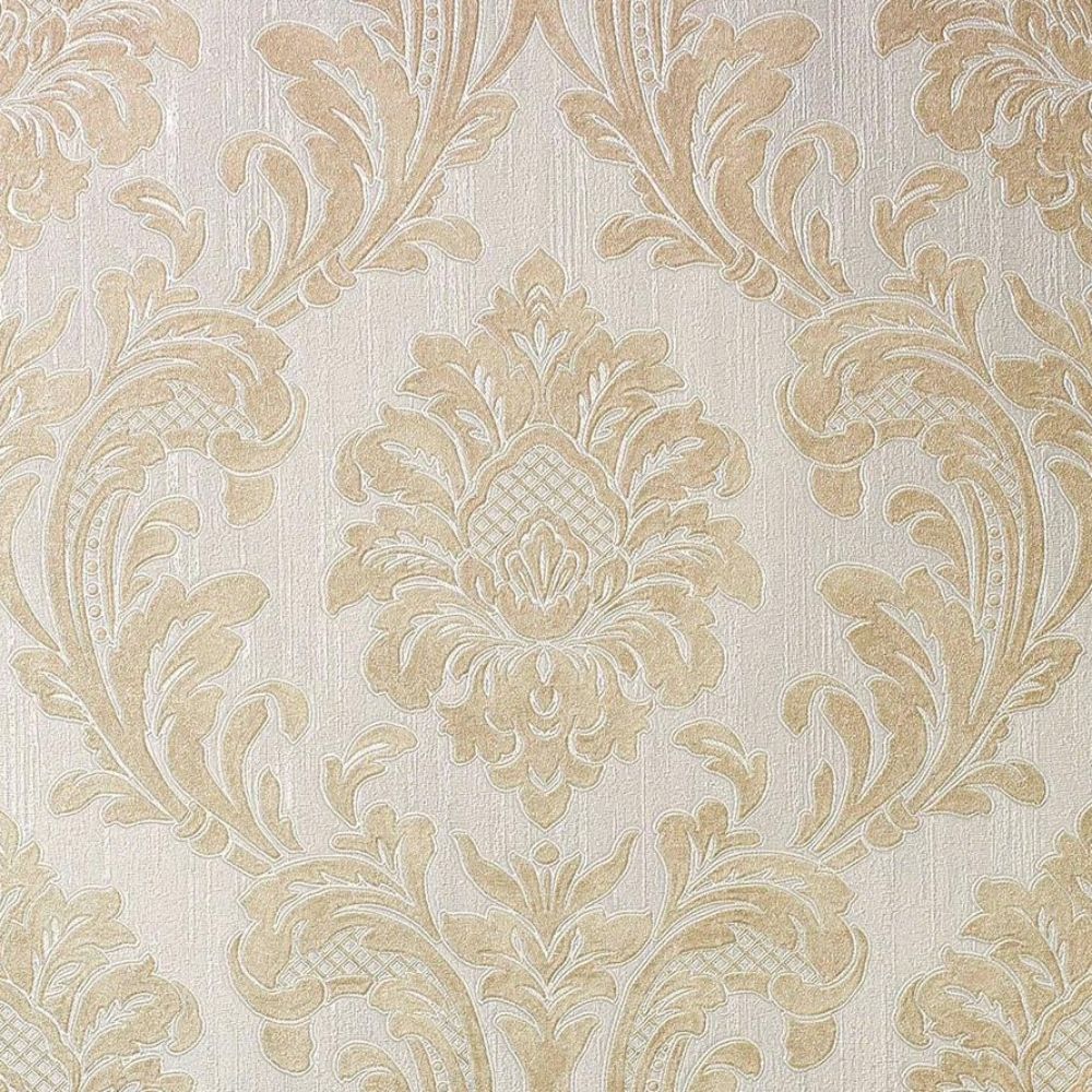Milano Damask Cream Heavyweight Italian Vinyl Wallpaper M95589
