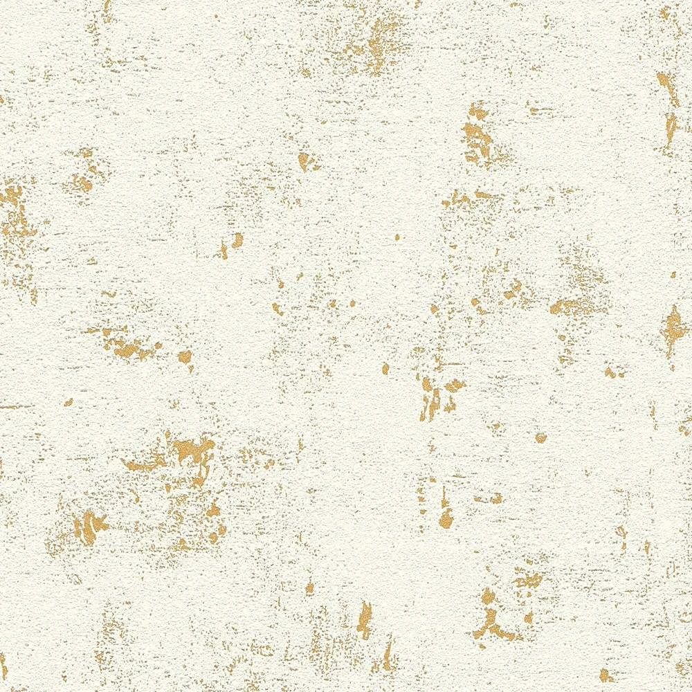 Stone Concrete Cream & Metallic Gold Industrial Wallpaper 2307-75