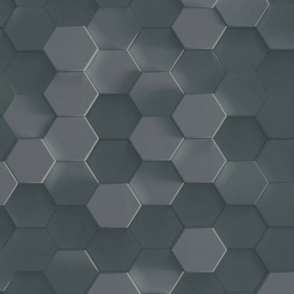 Honeycomb Hexagon 3D Effect Charcoal Vinyl Wallpaper 38723-3