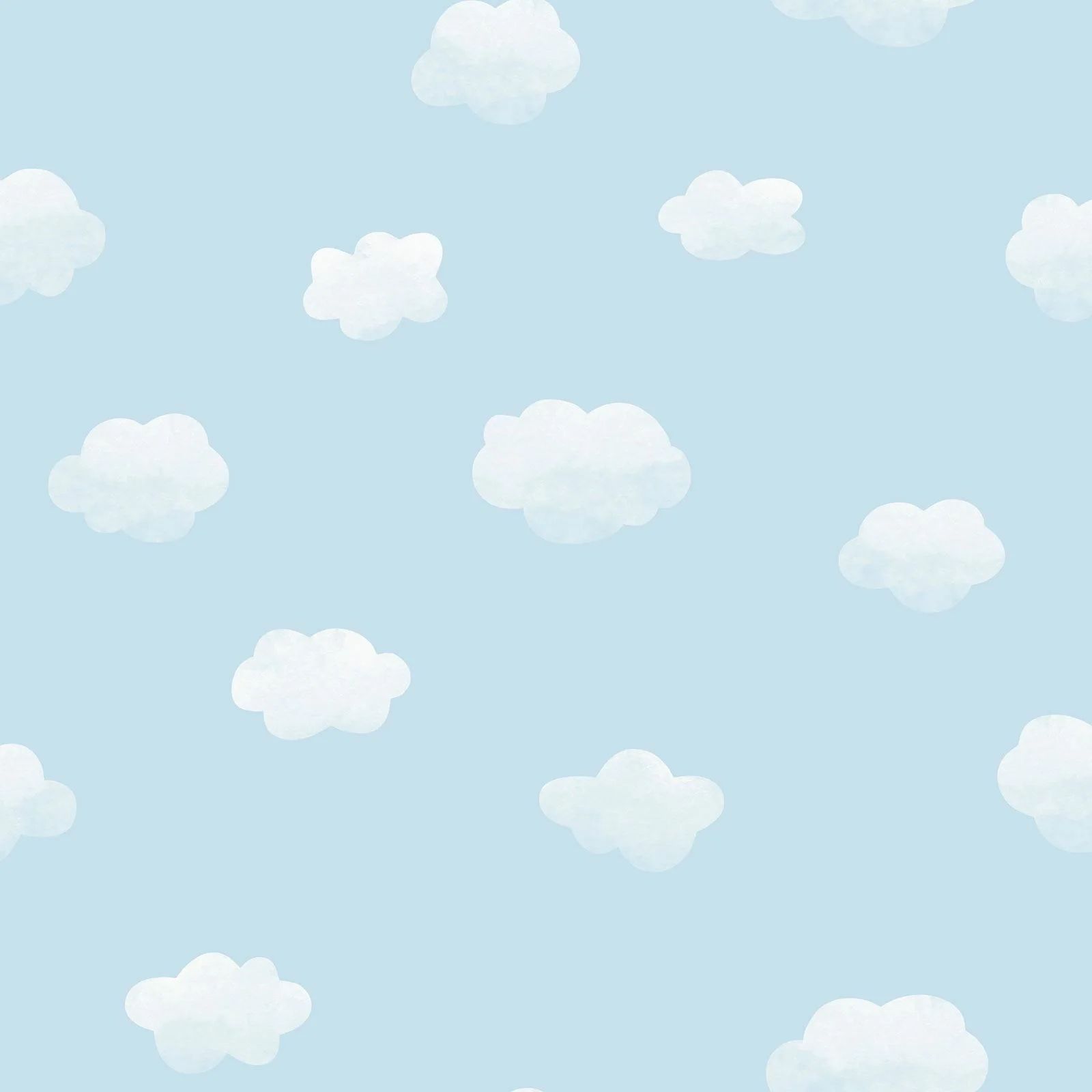 Cloudy Sky Blue Children's Bedroom Playroom Nursery Clouds Wallpaper 90991