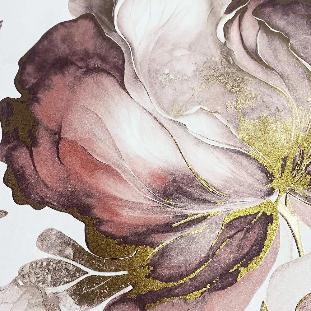 Elysian Floral Pink & Metallic Gold Wallpaper 212504