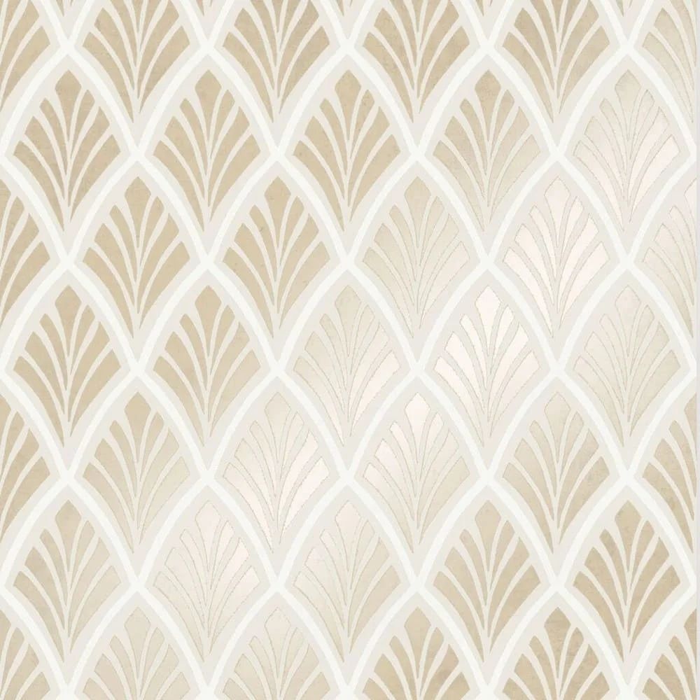 Florin Art Deco Gold & White Laura Ashley Wallpaper 113375 Florin Art Deco Gold & White Laura Ashley Wallpaper 113375