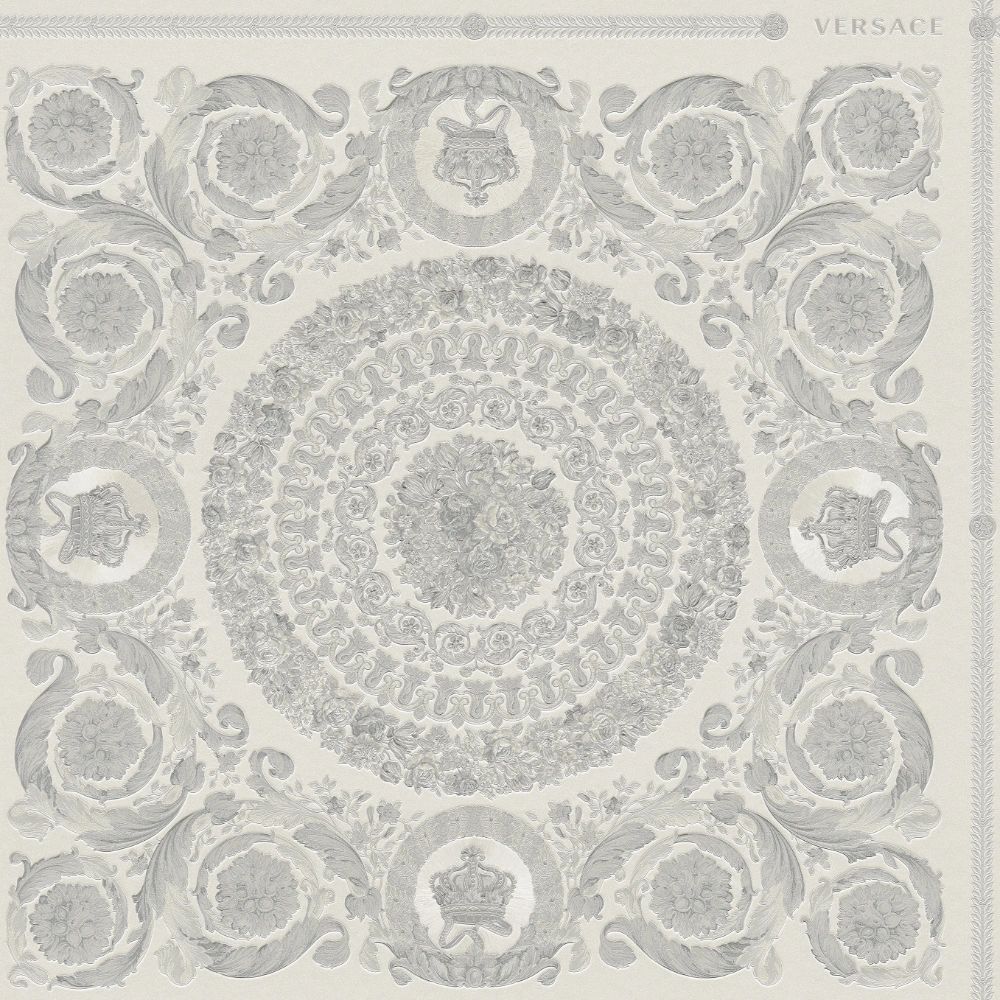 Oriental Heritage Tile Silver Luxury Vinyl Wallpaper 370555