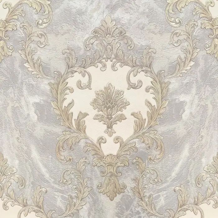Sienna Damask Grey Vasari Italian Luxury Vinyl Wallpaper 534351
