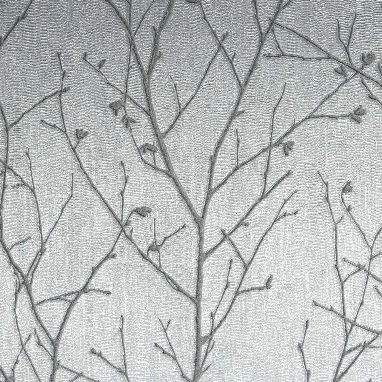 Water Silk Sprig Silver Shimmering Metallic Boutique Wallpaper 104754