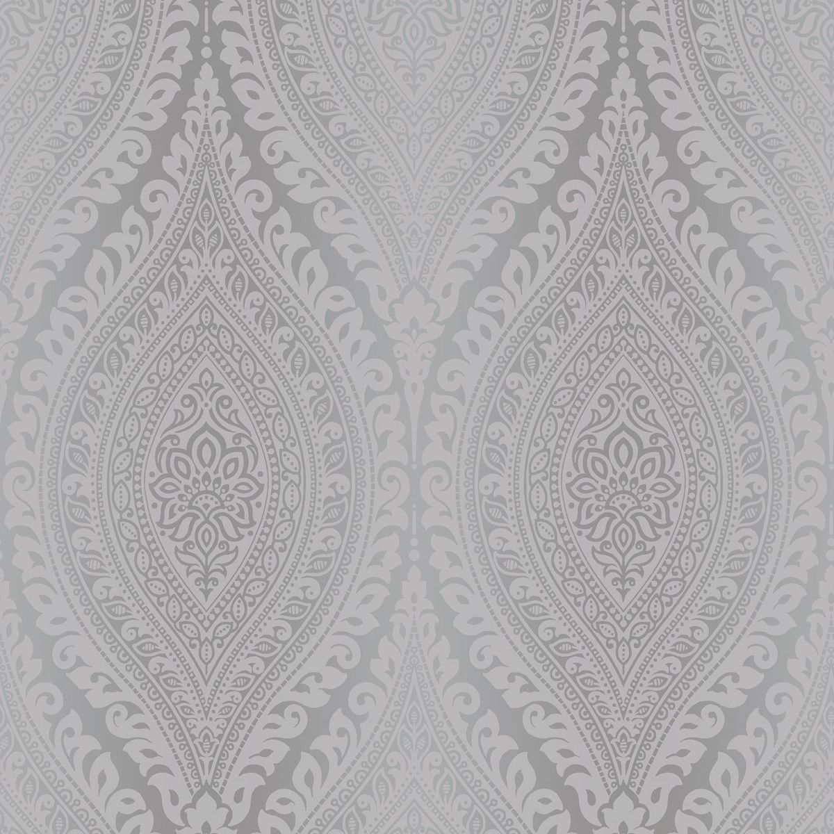 Kismet Damask Silver Wallpaper A17703