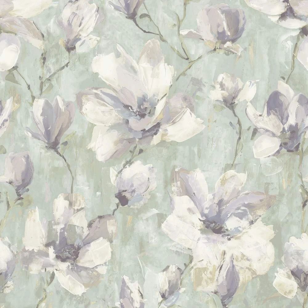 Camilla Floral Sage Green Magnolia Flowers Wallpaper A72404