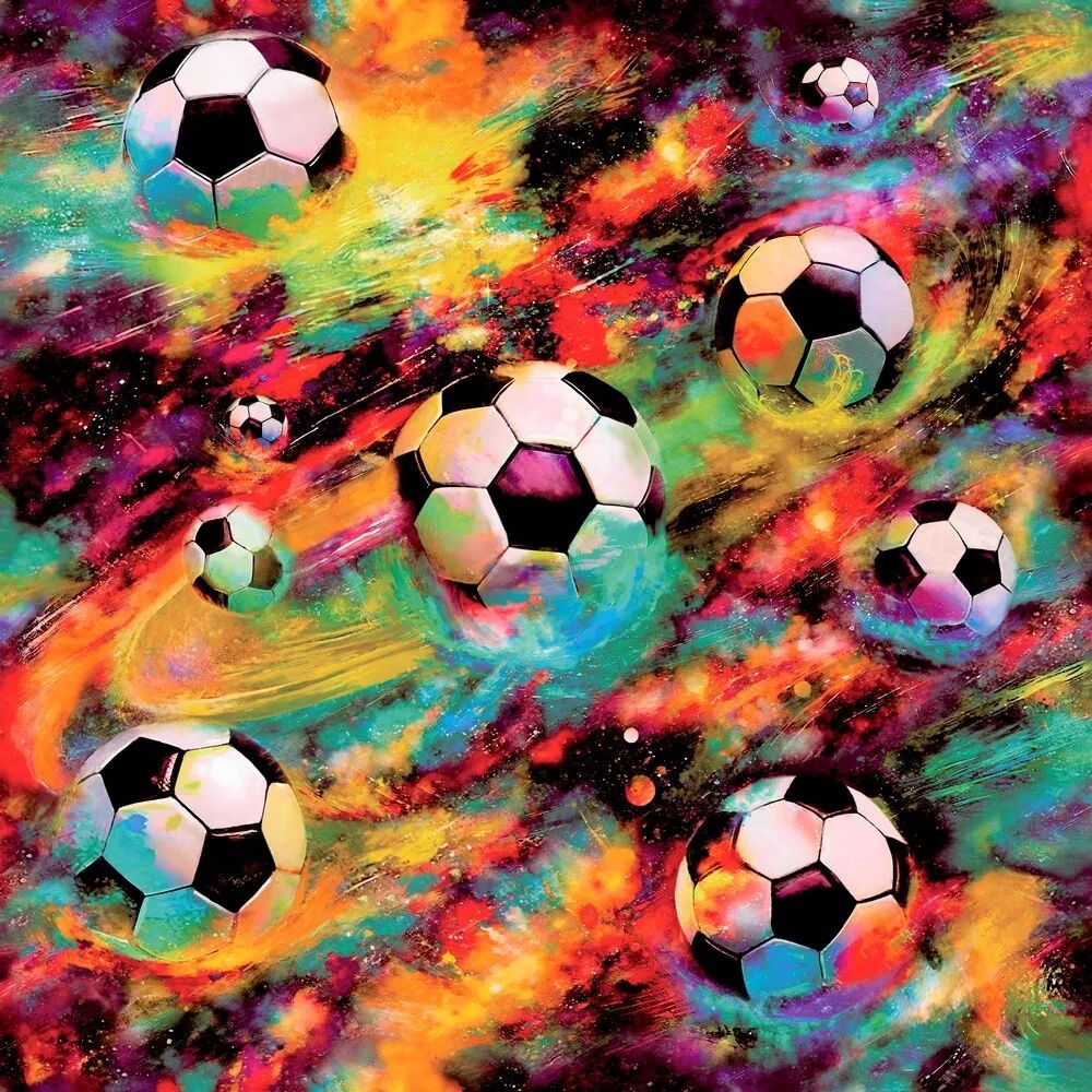 Football Galaxy Multicoloured Children’s Soccer Wallpaper 13780