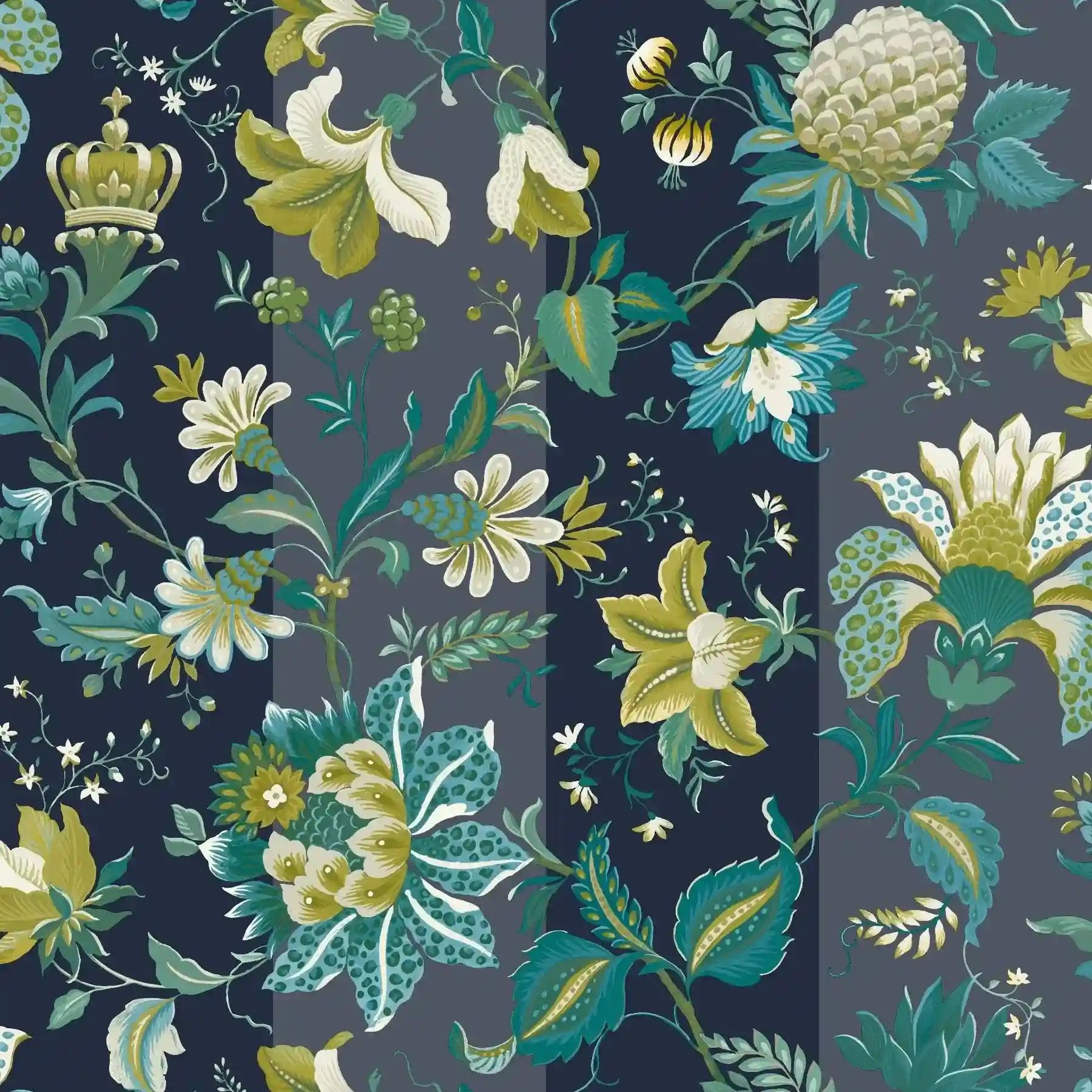 Crown Jewels Paul Moneypenny Navy Floral Wallpaper 922801