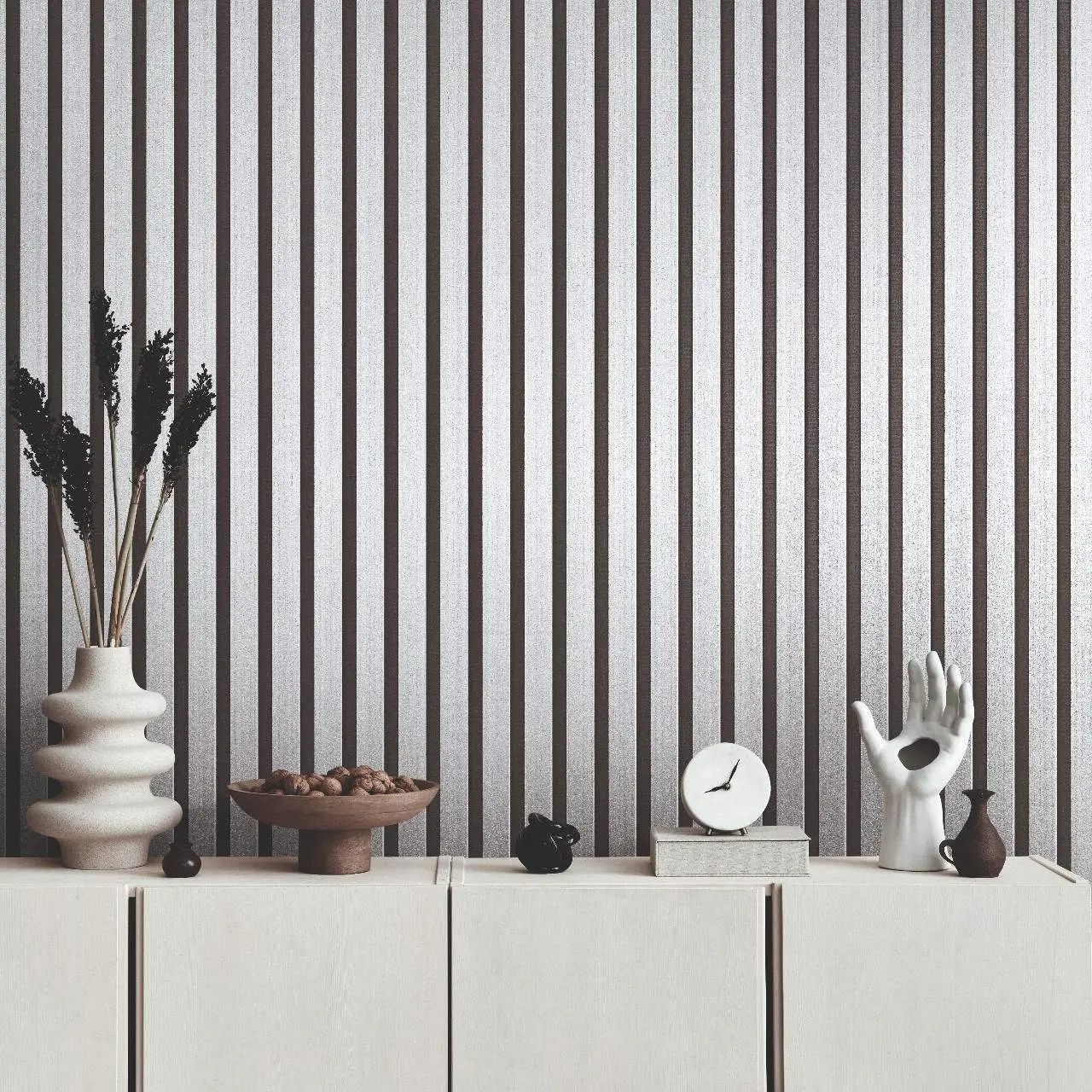 Acoustic Metallic Panels Silver Ultra Realistic Fleece Wallpaper 78627-1