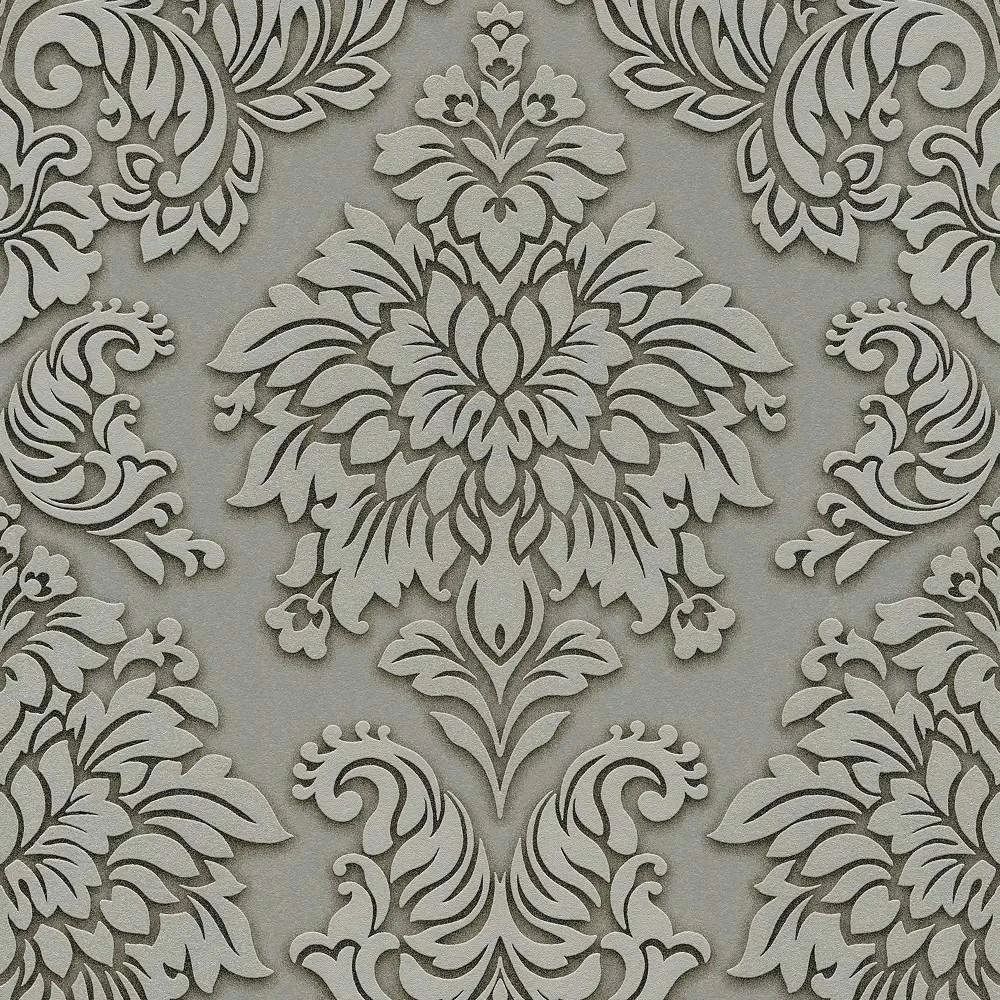 Lizzy London Pewter Damask Wallpaper 36898-1