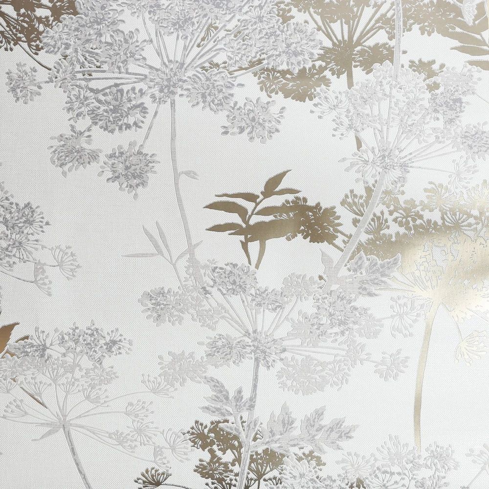 Meadow Floral Grey & Metallic Gold Superfresco Wallpaper 128148