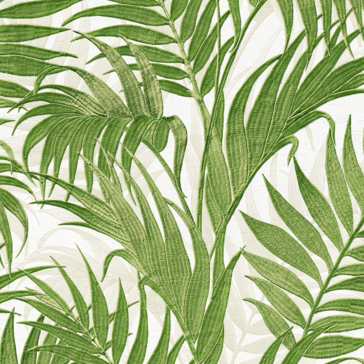 Grace Tropical Palm Leaf Green Luxury Vinyl Wallpaper GR322110