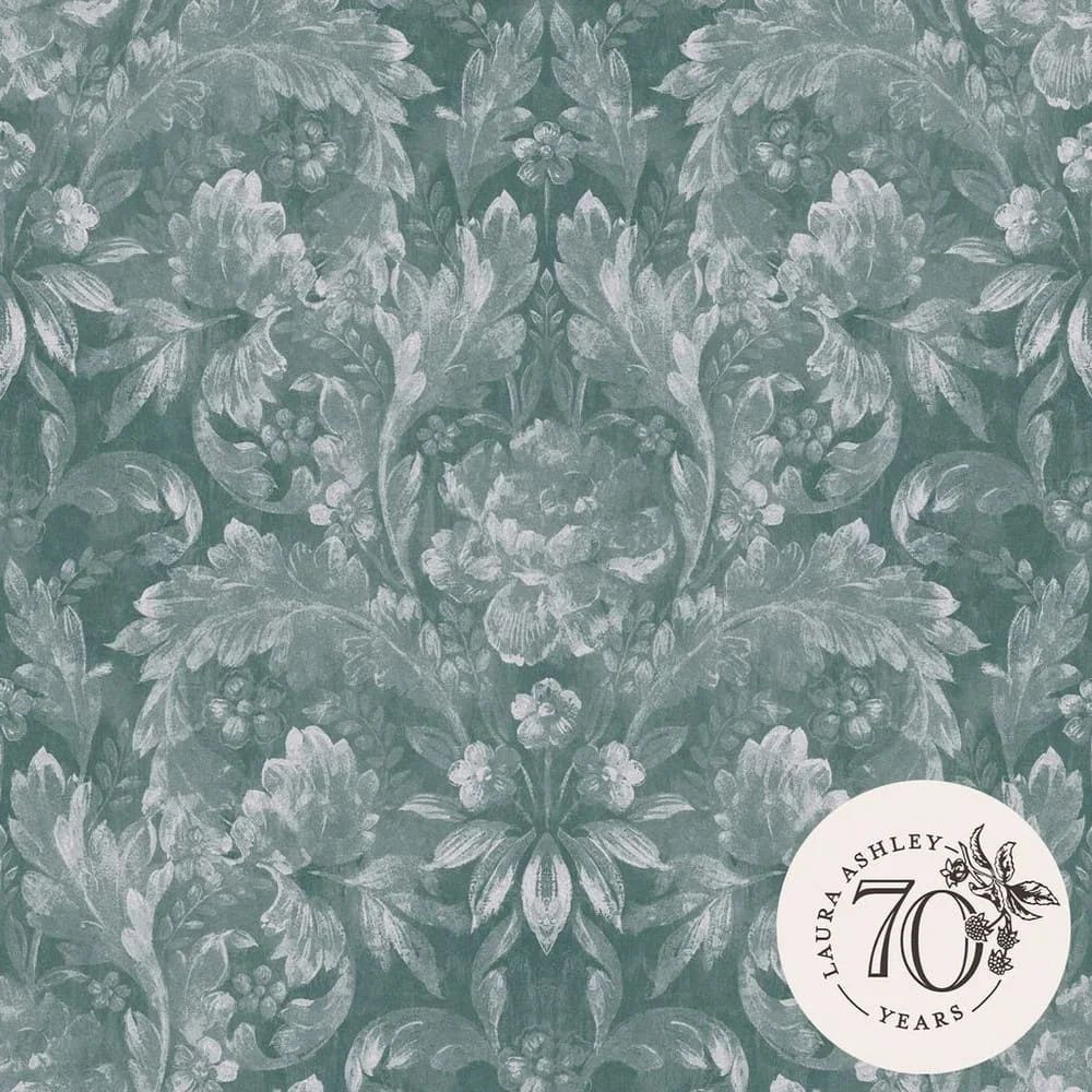 Apolline Curling Acanthus & Leaves Jade Green Laura Ashley Wallpaper 119842