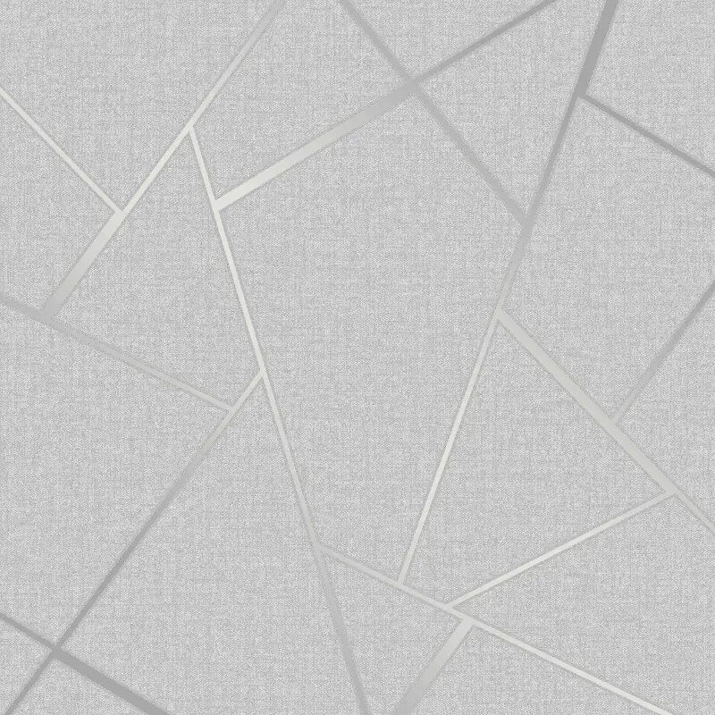 Quartz Fractal Silver Textured Vinyl Wallpaper FD42280