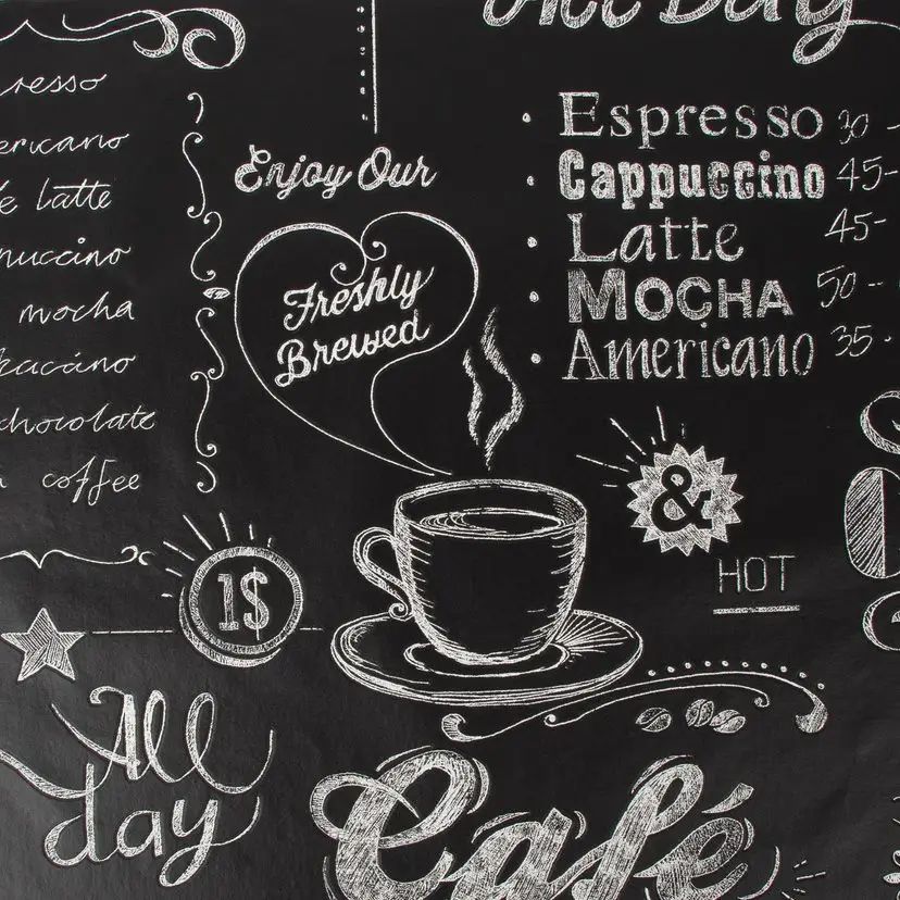 Coffee Shop Black & White Wallpaper 32-993